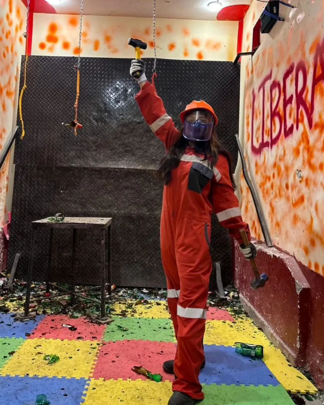 Happy customers after stress relief rage room session in New York